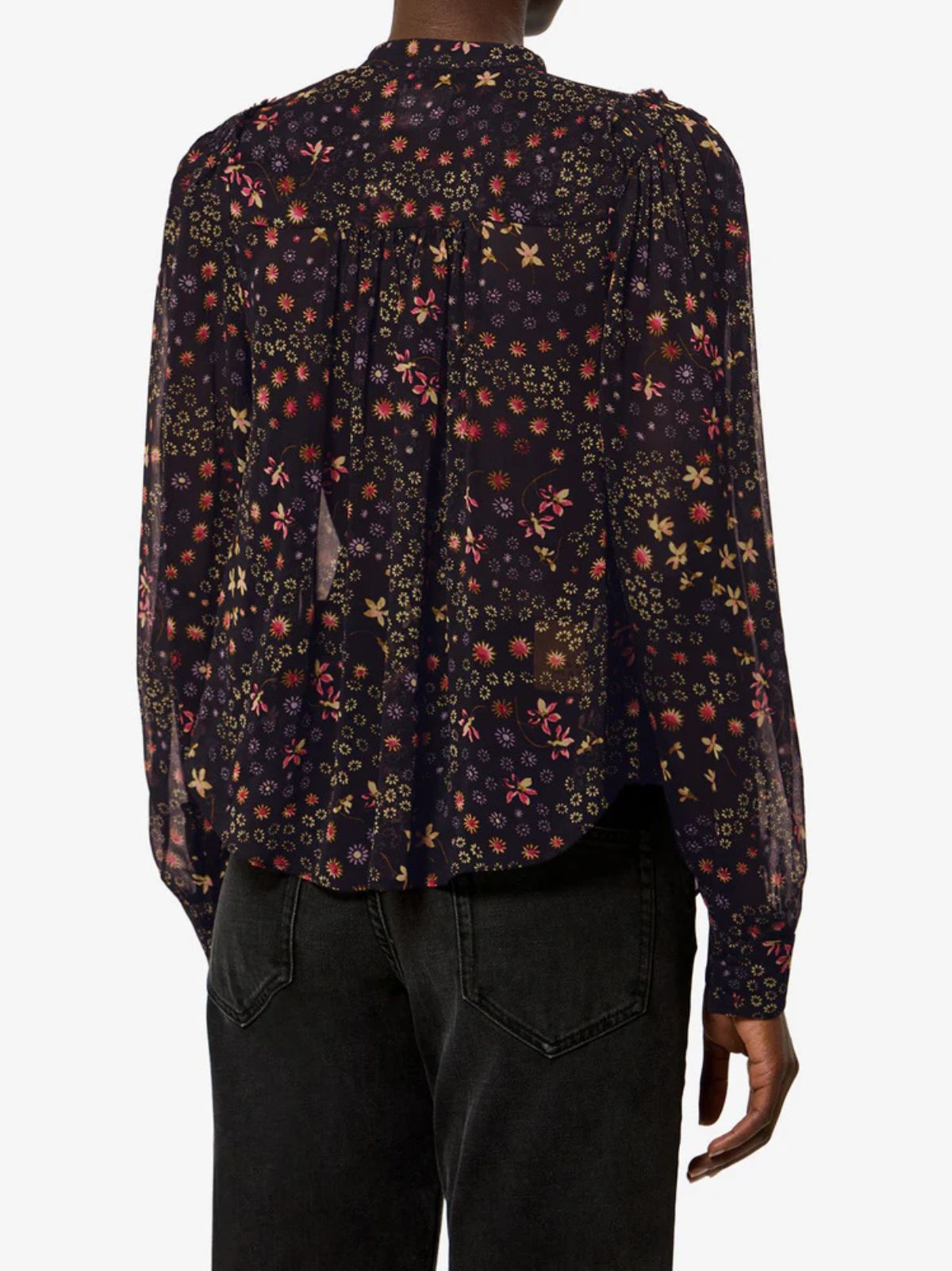 Florine Print Blouse - Black & Ecru
