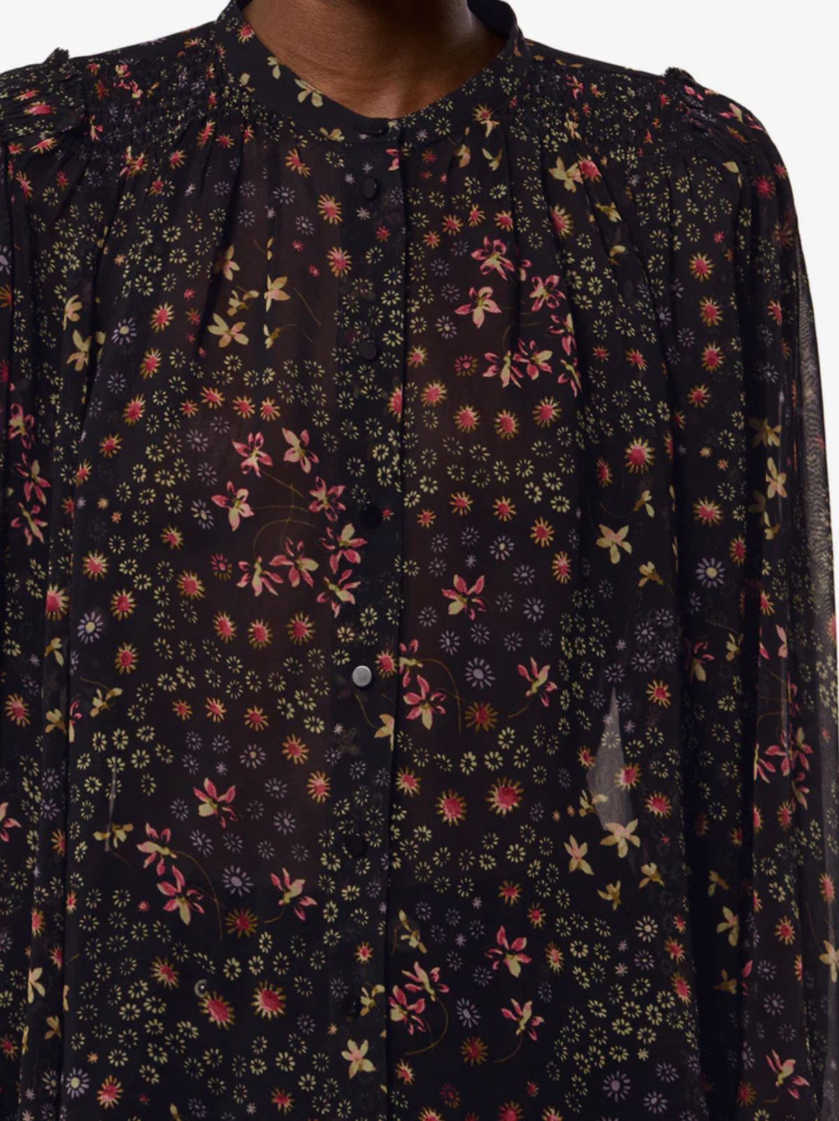 Florine Print Blouse - Black & Ecru