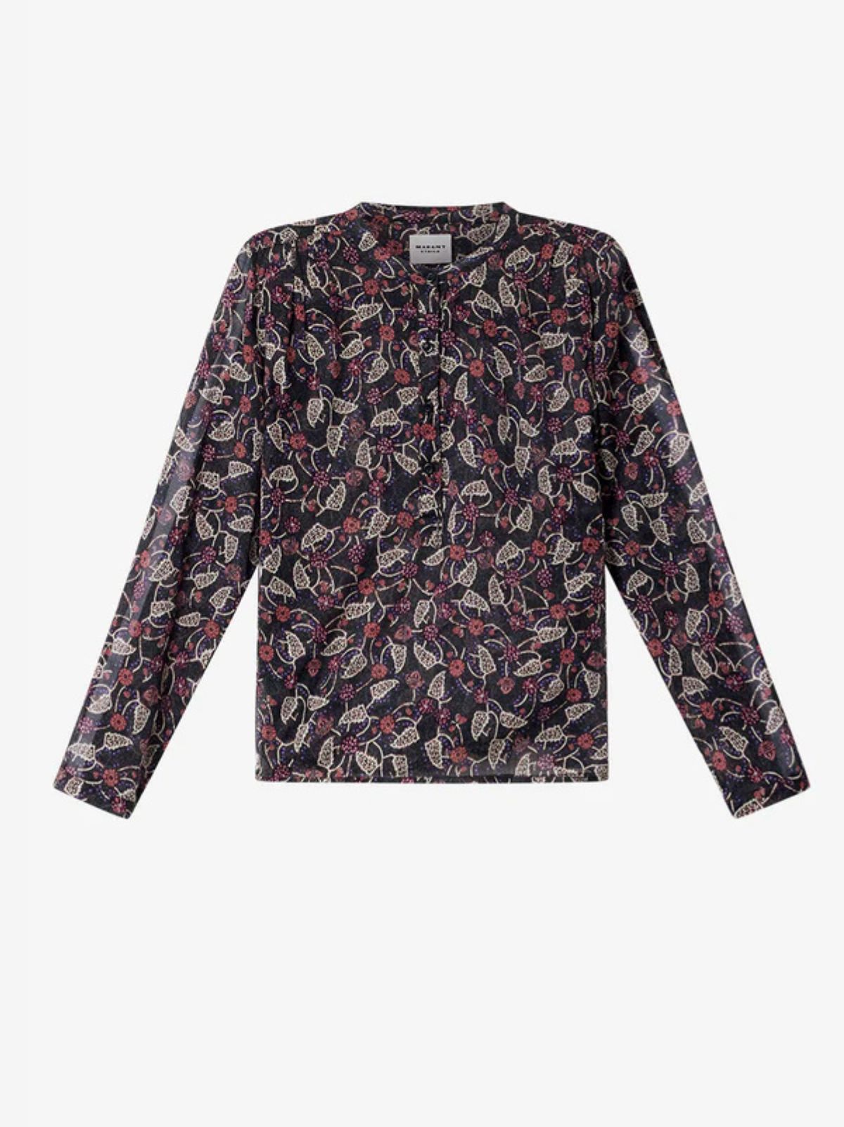 Maria Print Voile Blouse - Black