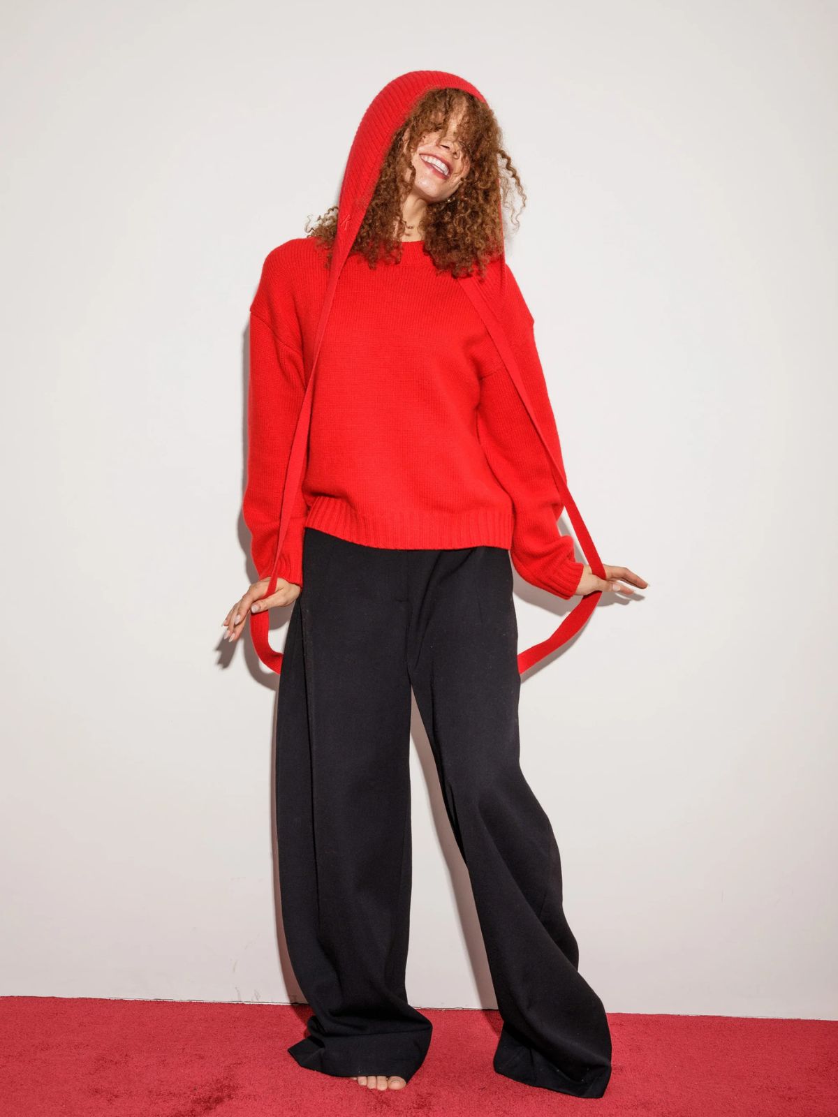 Cashmere Bonnet Hat - Red