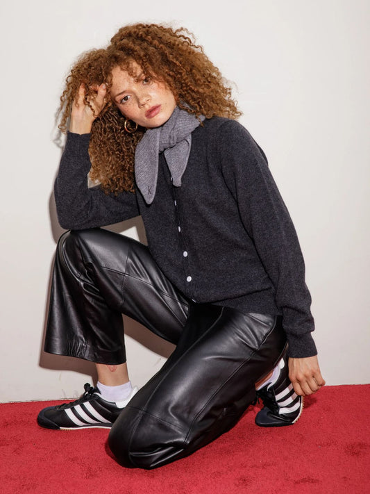 Knitted Cashmere Neck Tie - Grey