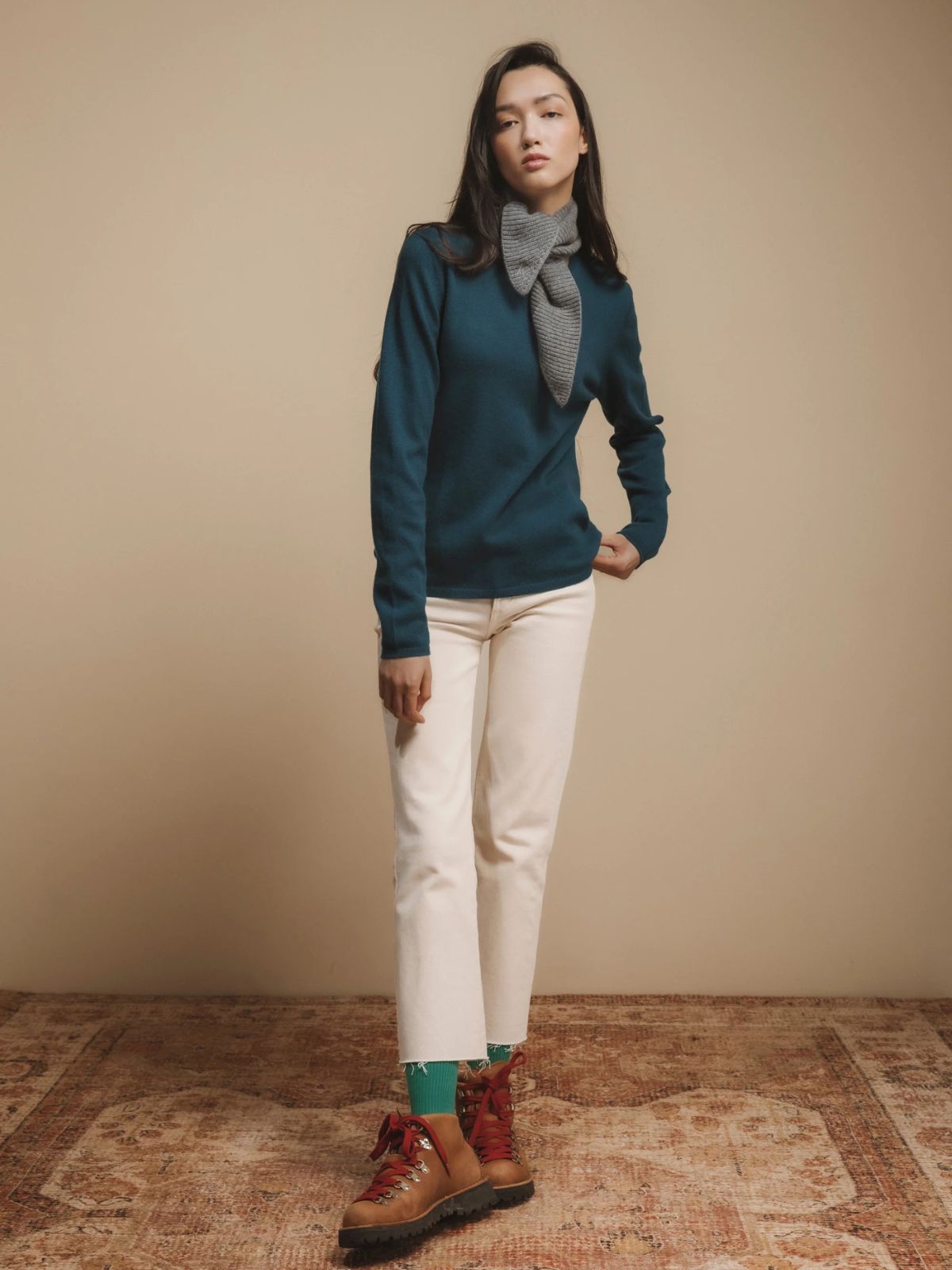 Knitted Cashmere Neck Tie - Grey