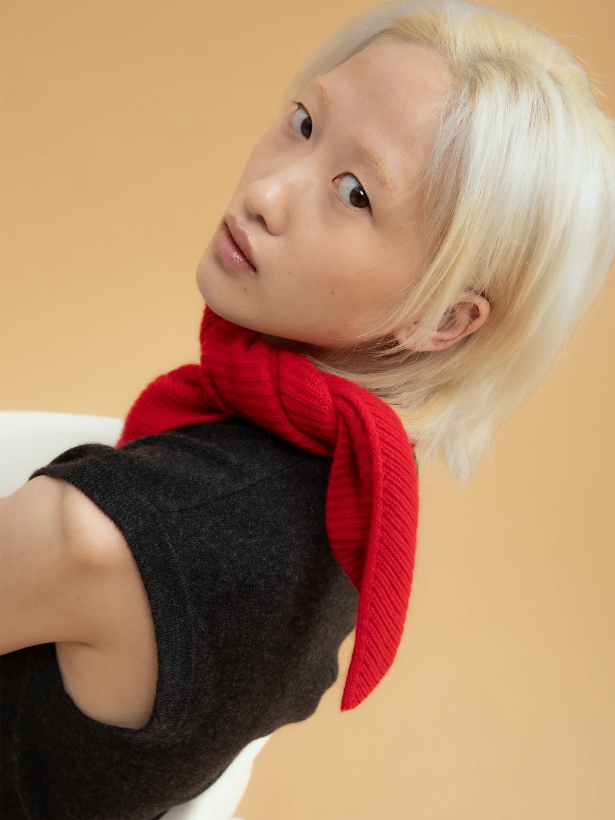 Knitted Cashmere Neck Tie - Red