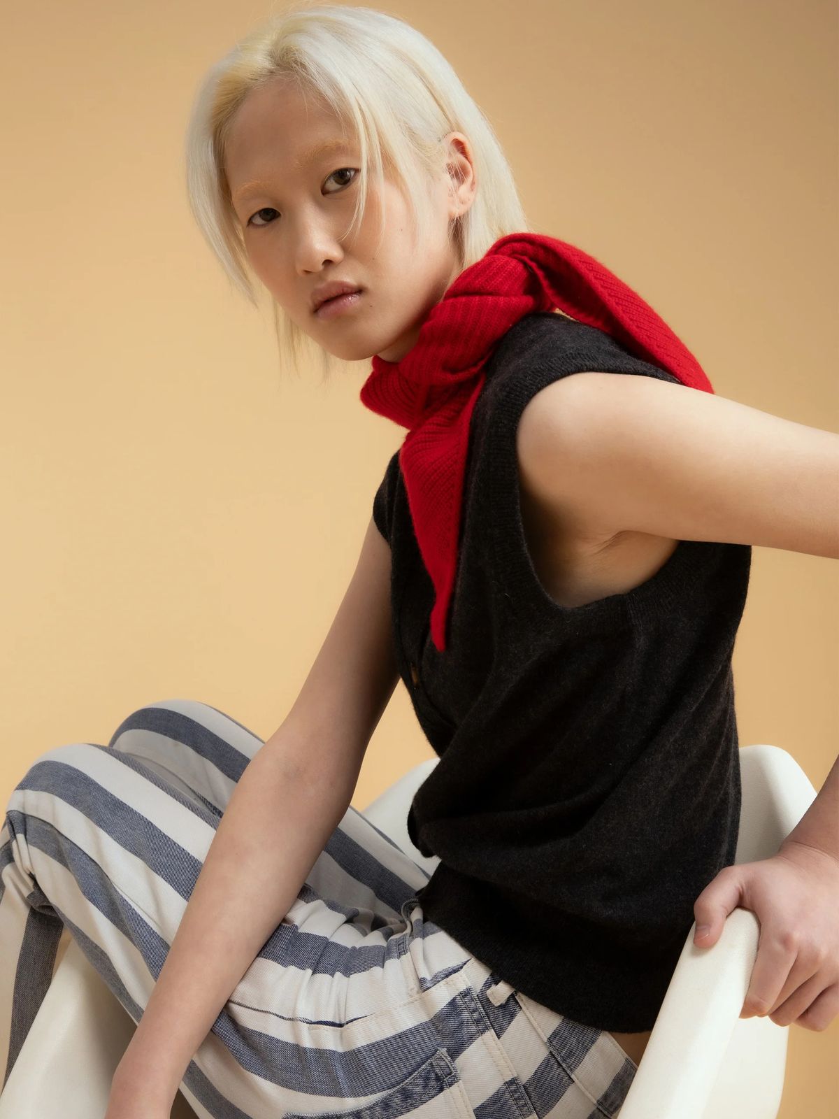 Knitted Cashmere Neck Tie - Red