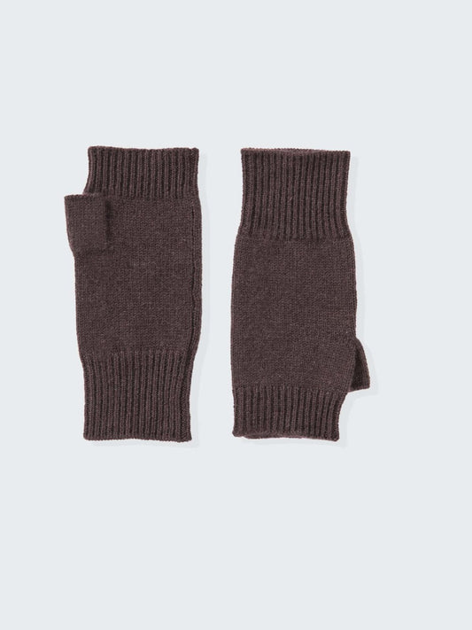 Cashmere Fingerless Mittens - Cocoa Powder