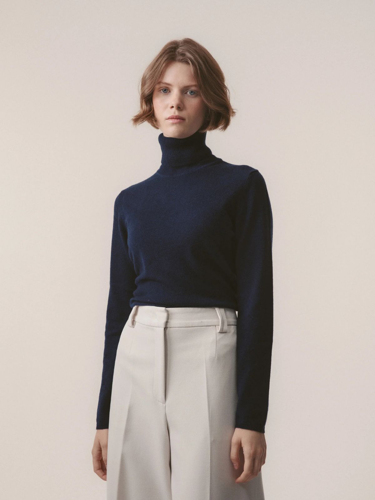 Cashmere Polo Neck - Navy
