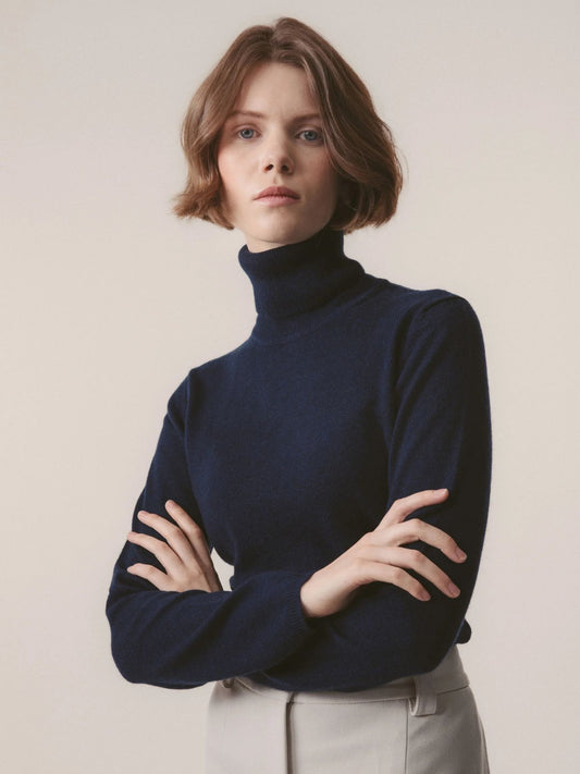 Cashmere Polo Neck - Navy