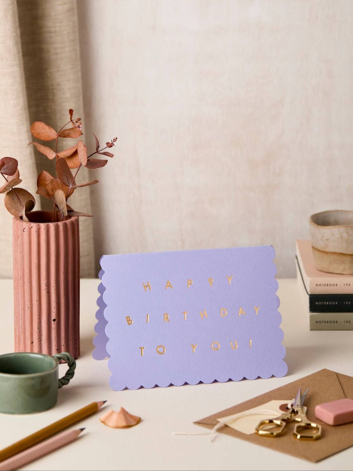 Scallop Happy Birthday Card - Lavender