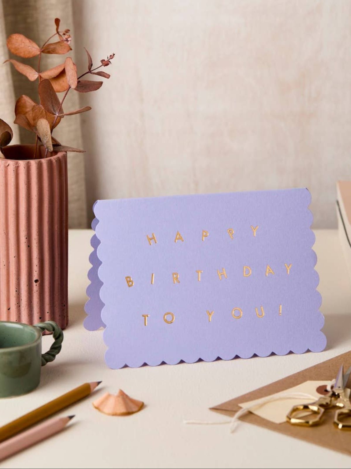 Scallop Happy Birthday Card - Lavender