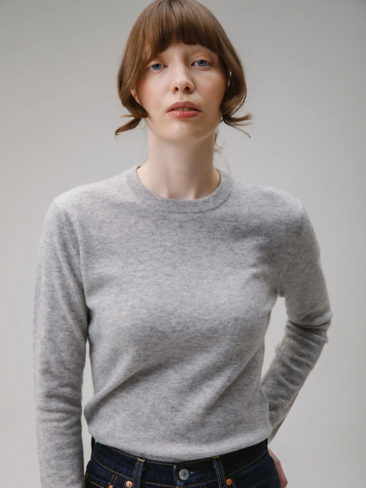 Cashmere Crew Neck Jumper - Ligh Grey