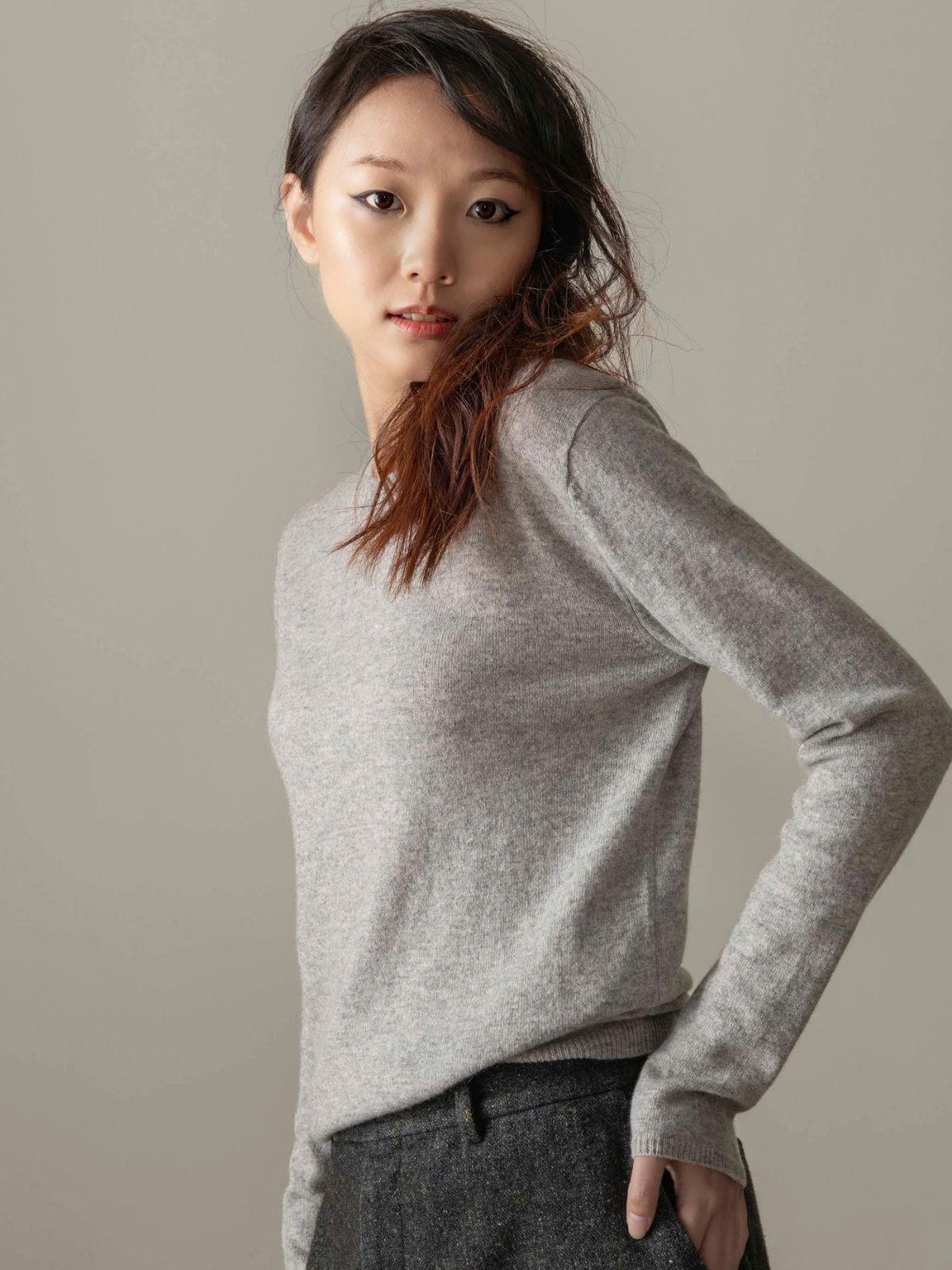 Cashmere Crew Neck Jumper - Ligh Grey