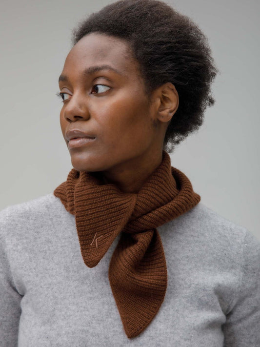 Knitted Cashmere Neck Tie - Cocoa Powder