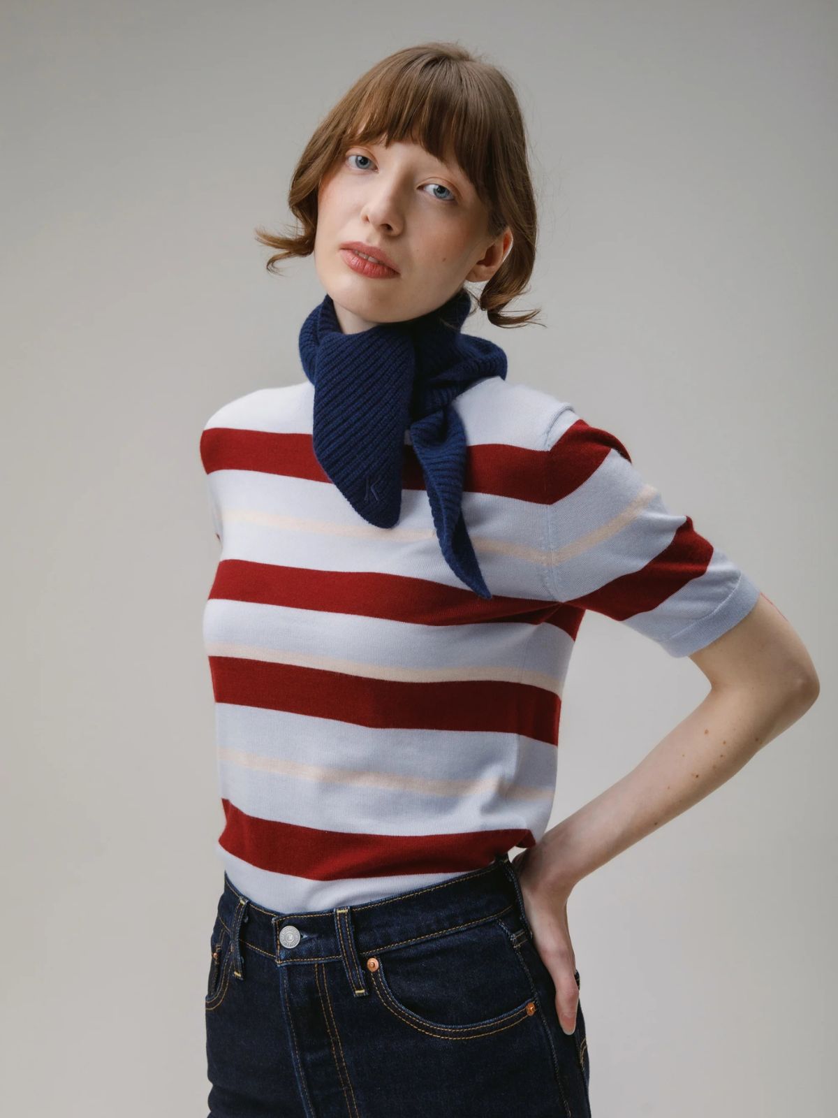 Knitted Cashmere Neck Tie - Cosmos