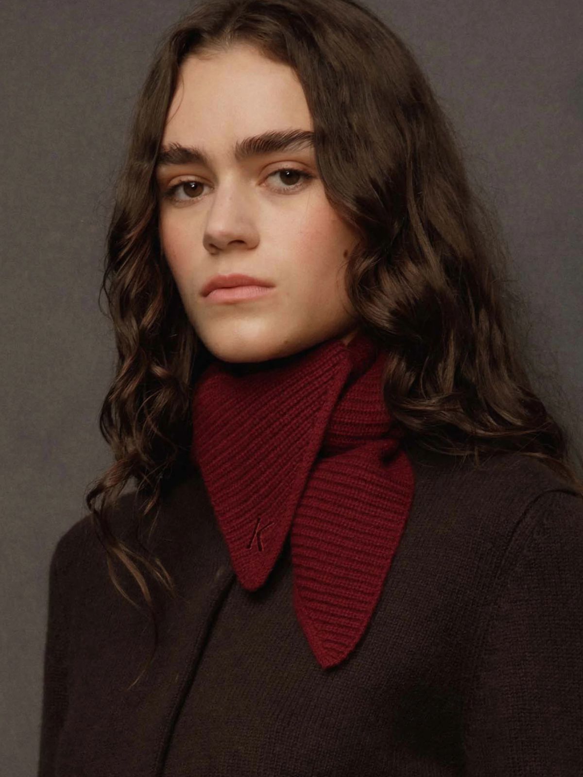 Knitted Cashmere Neck Tie - Burgundy