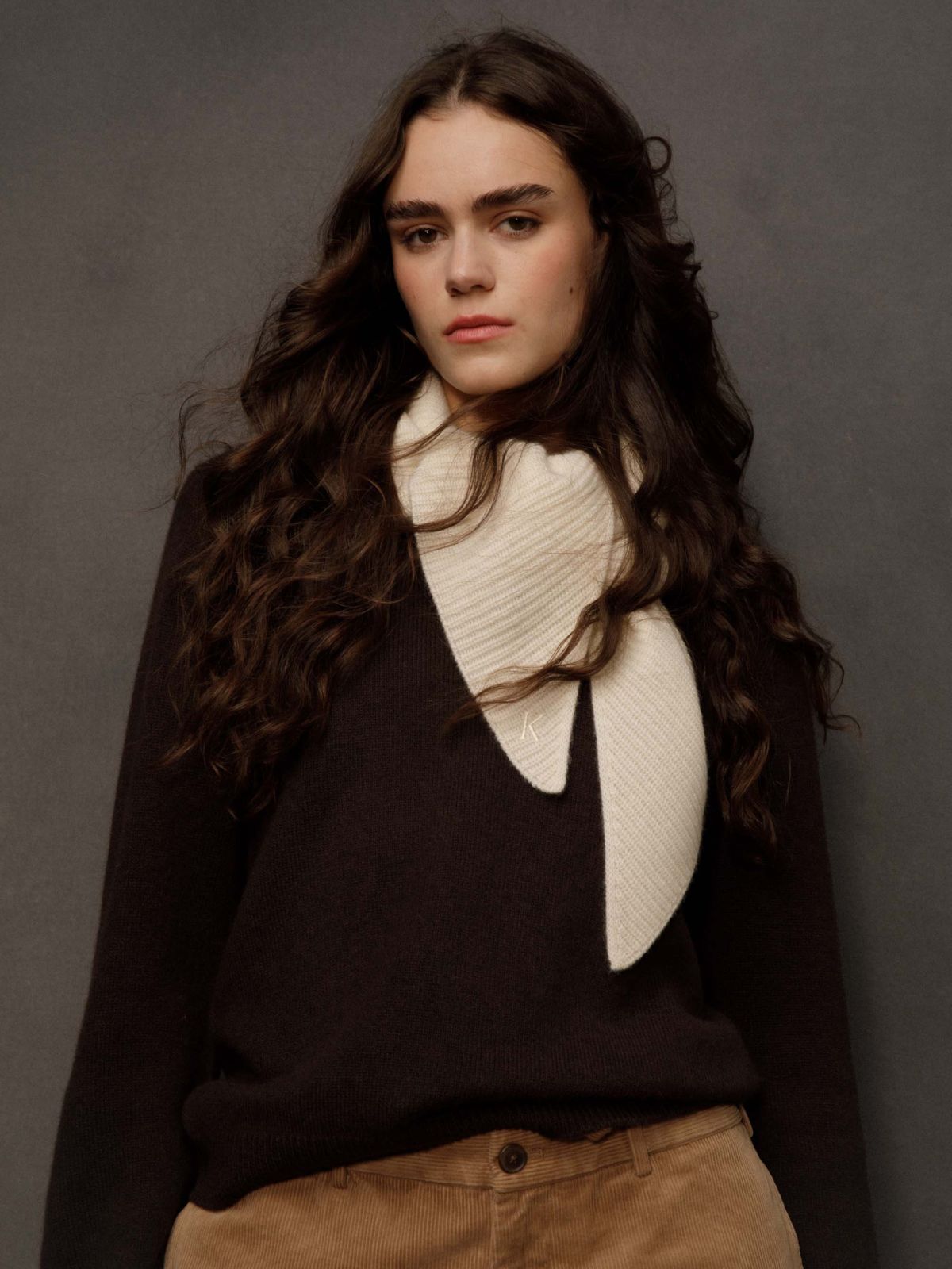 Triangle cashmere Scarf - Cream