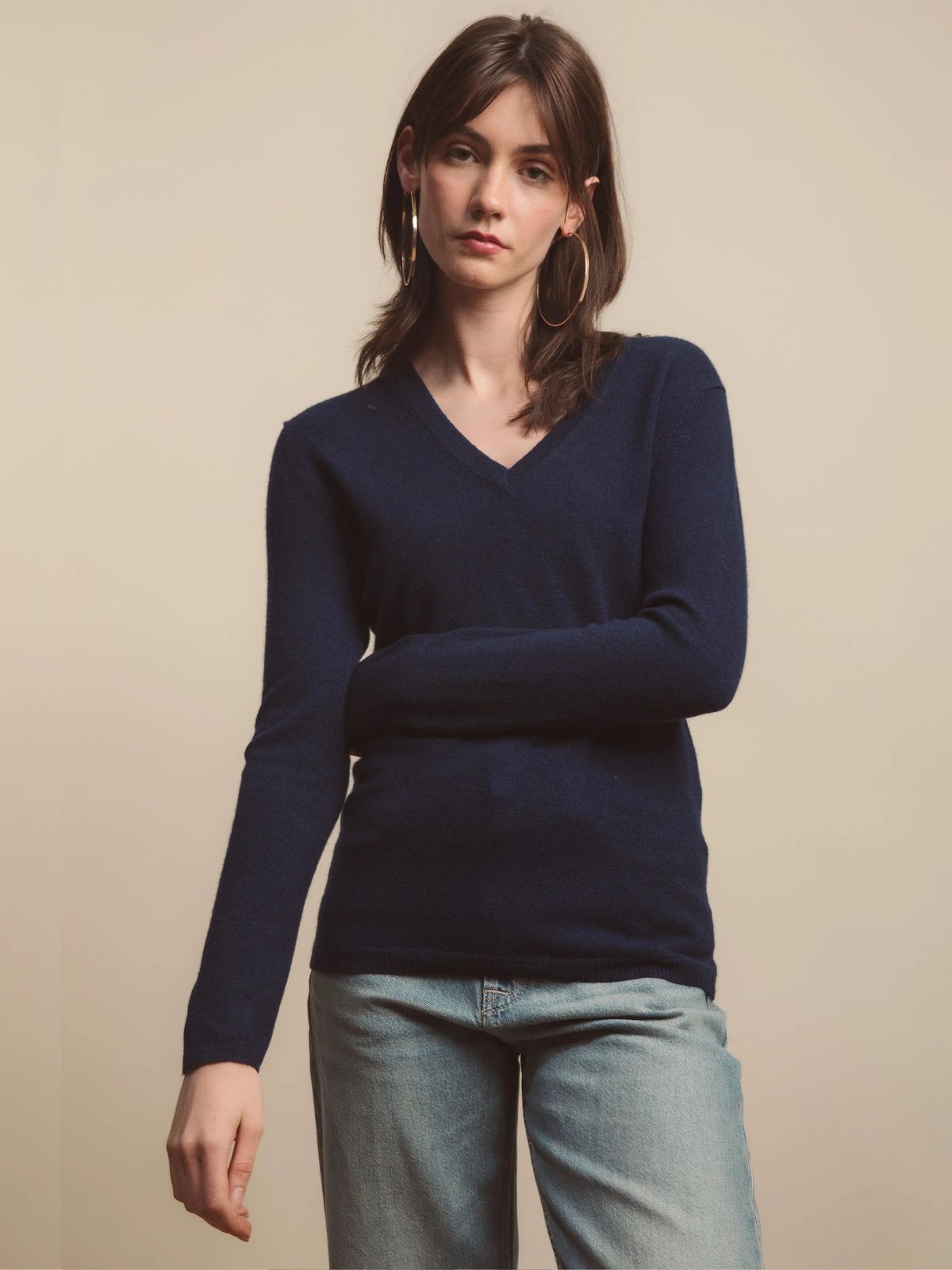 Cashmere V-Neck Jumper - Cosmos