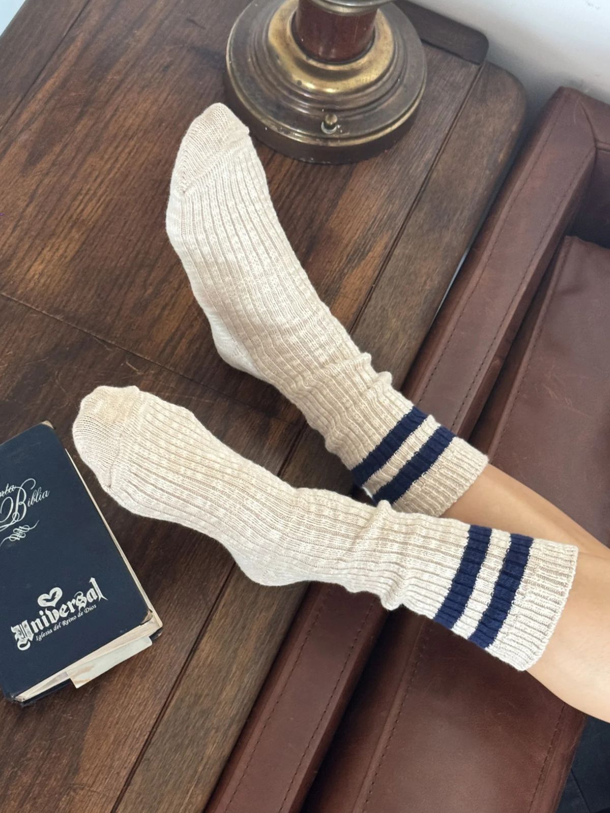 Cottage Varsity Socks - Oatmeal