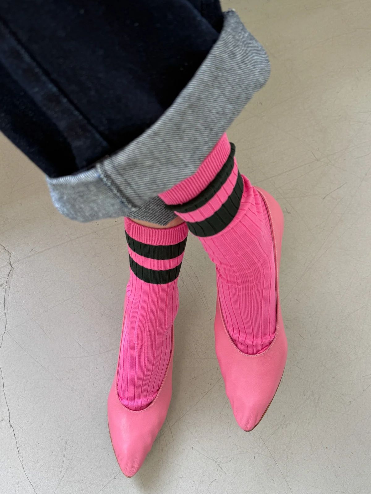 Her Varsity Socks - Bright Pink