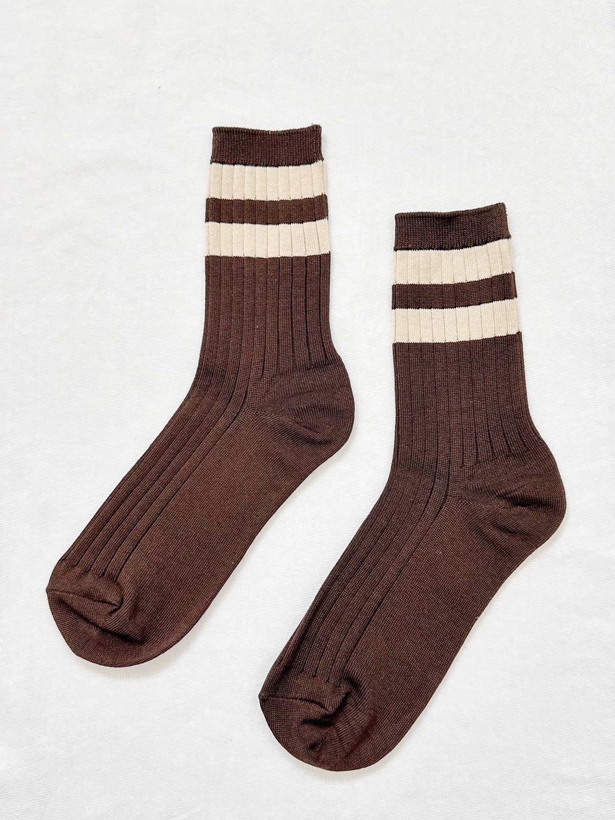 Her Varsity Sock - Espresso