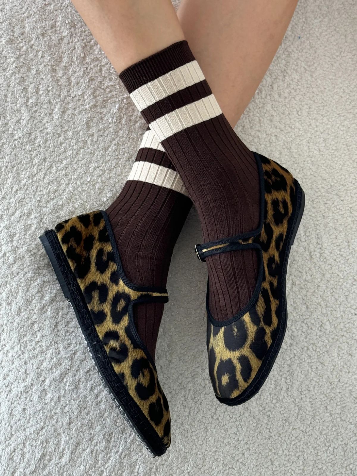 Her Varsity Sock - Espresso