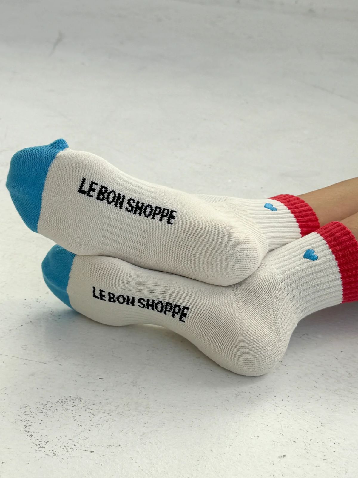 Iris Fashion - LE BON SHOPPE - Embroidered Girlfriend Socks- Blue Red + Heart