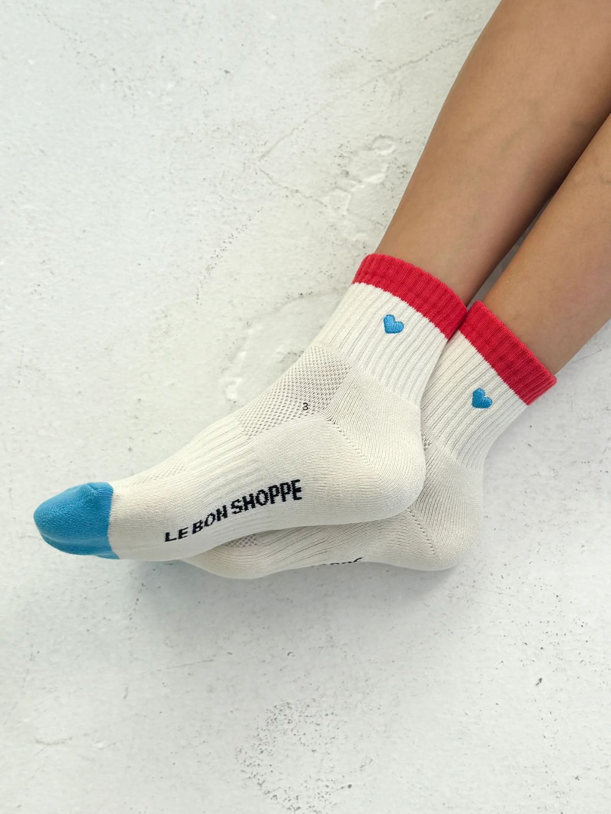 Iris Fashion - LE BON SHOPPE - Embroidered Girlfriend Socks- Blue Red + Heart