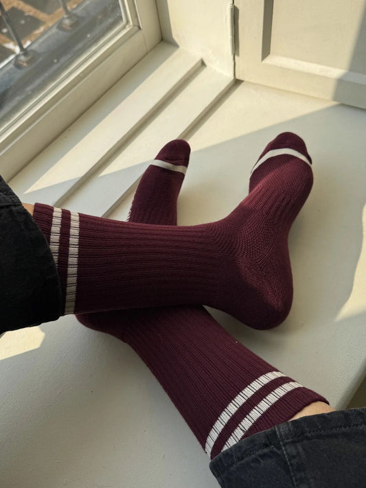 Extended Boyfriend Socks - Maroon