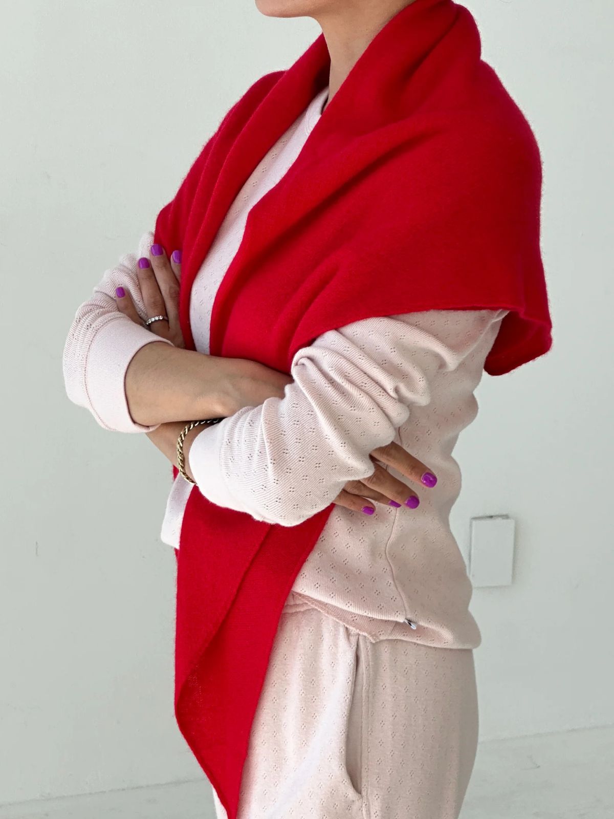 Cashmere Blend Shawl - Red