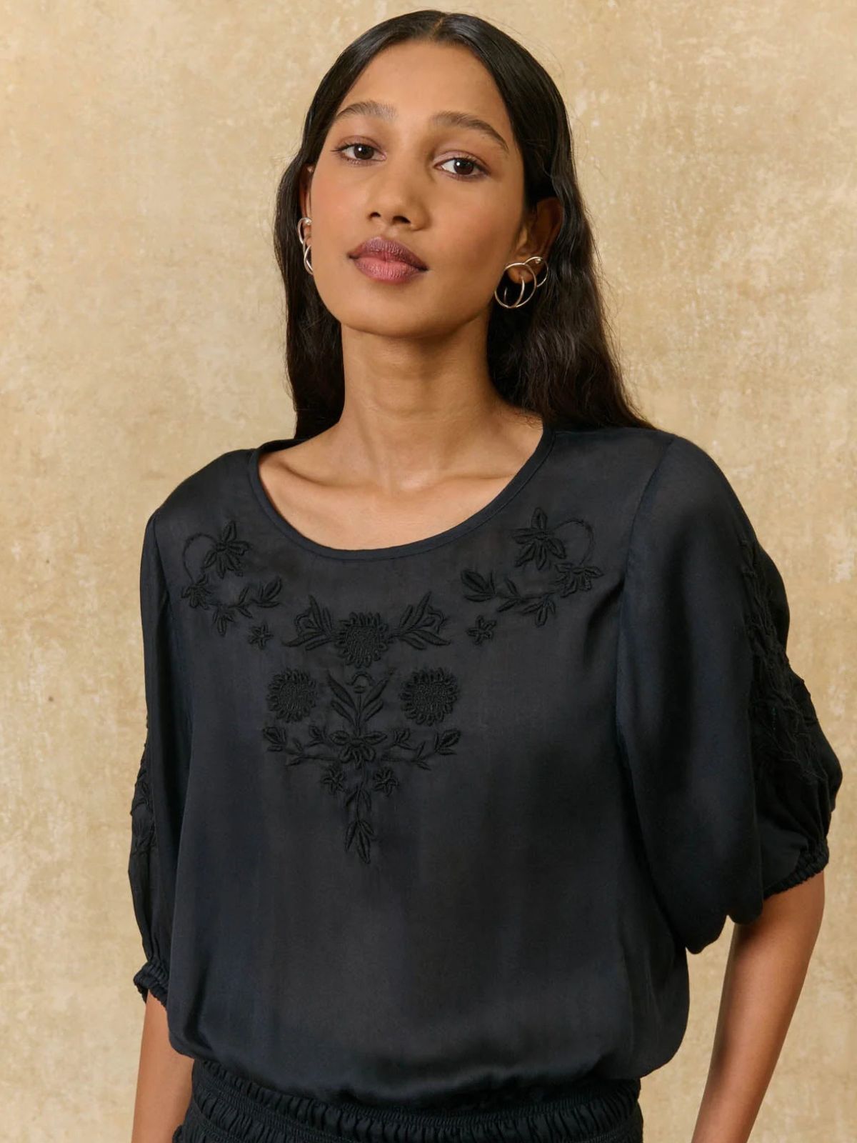 Chayana Embroidered Blouse - Black