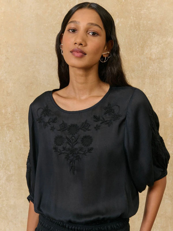 Chayana Embroidered Blouse - Black