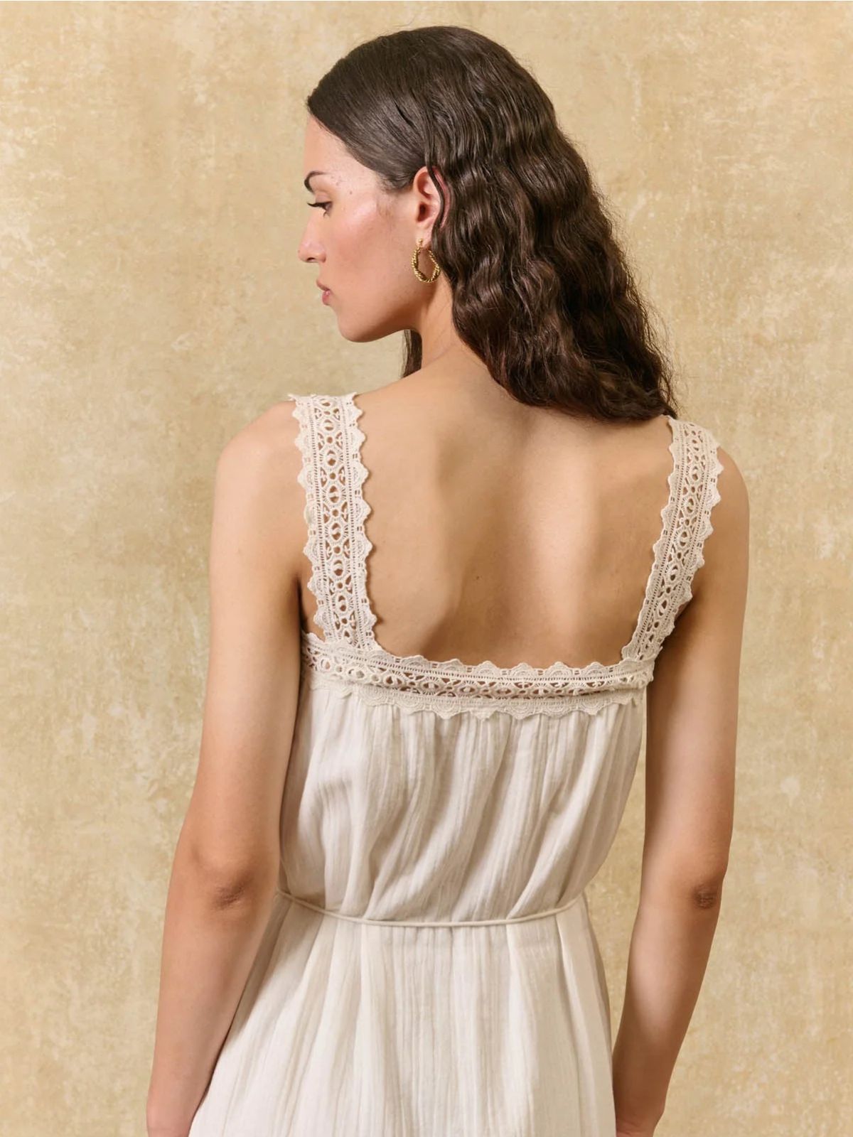 Madera Double Cotton Gauze Dress - Off  White