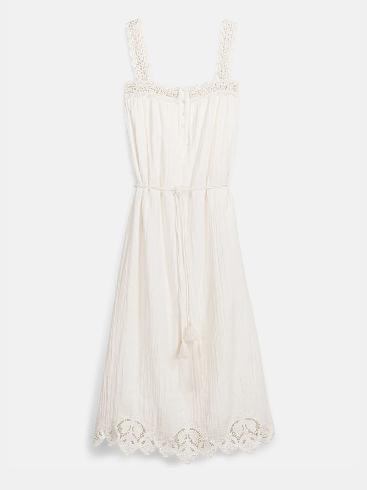 Madera Double Cotton Gauze Dress - Off  White