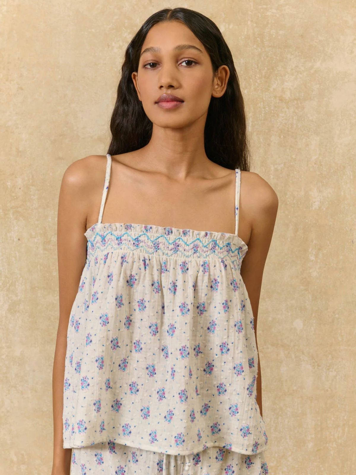 Minala Floral Pajamas Set - Cream