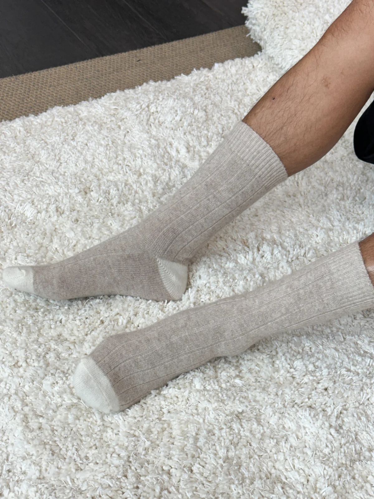 Extended Cashmere Blend Socks - Fawn