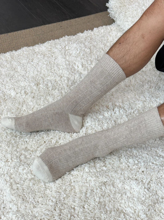 Extended Cashmere Blend Socks - Fawn