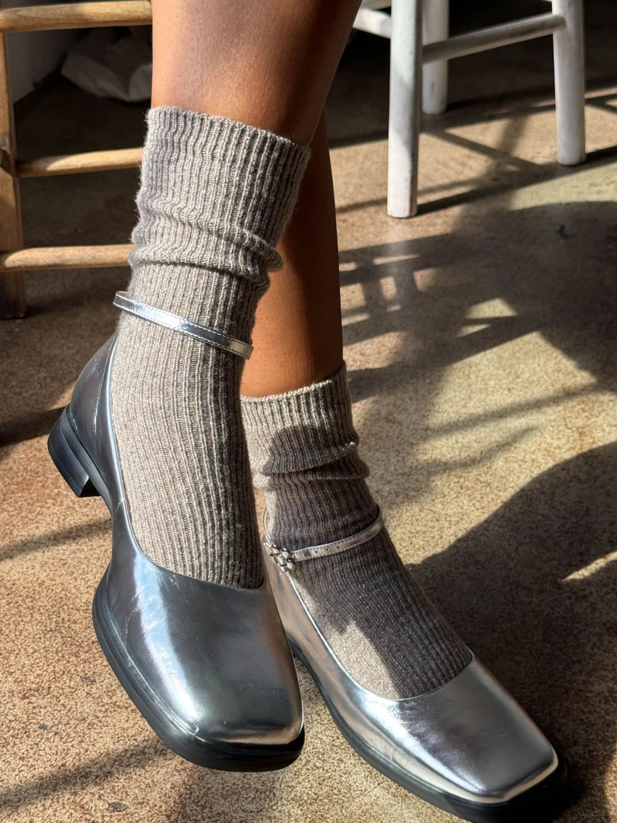 Winter Sparkle Socks - Nutmeg
