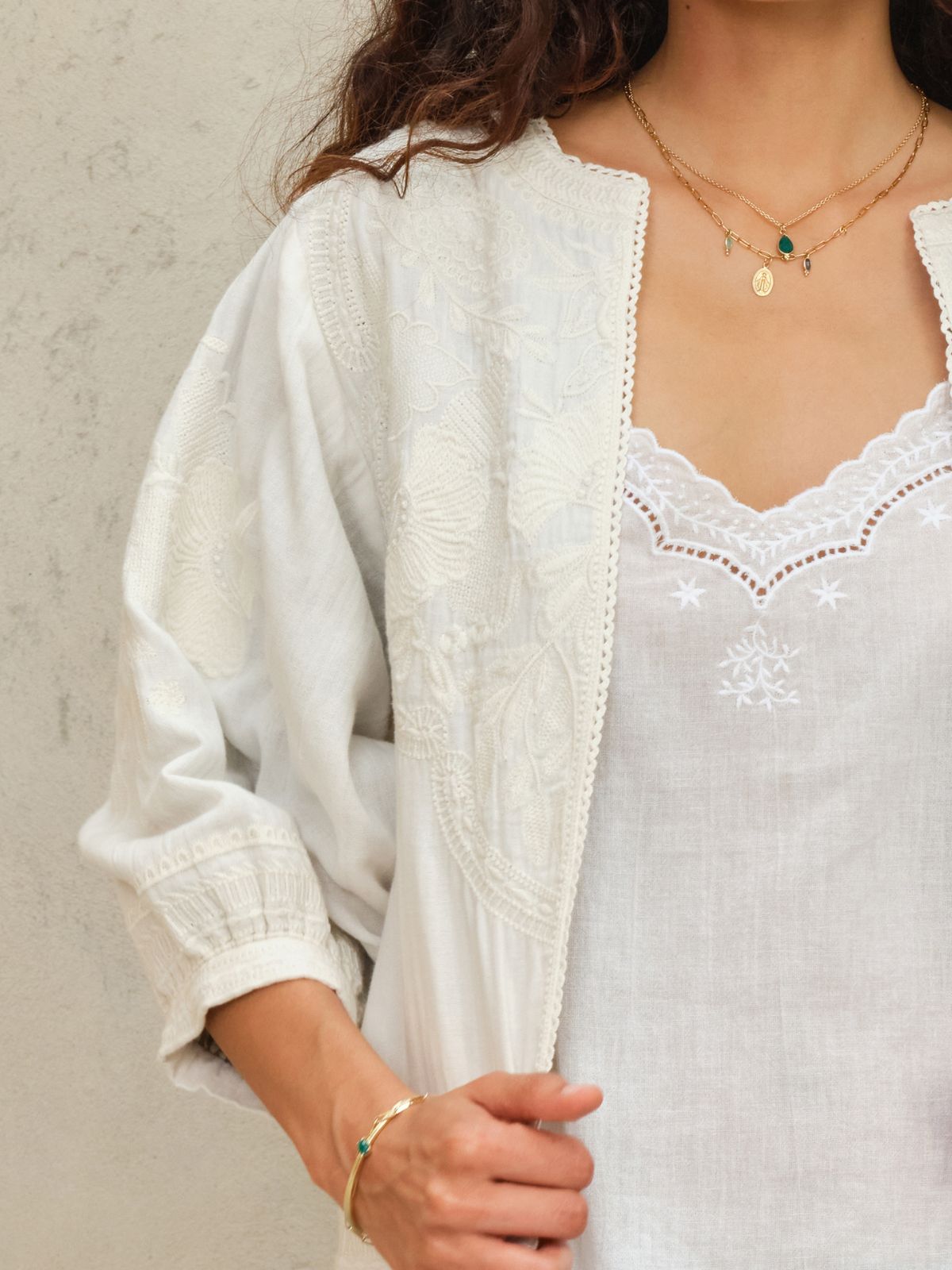 Avery Embroidered Jacket - Ivory
