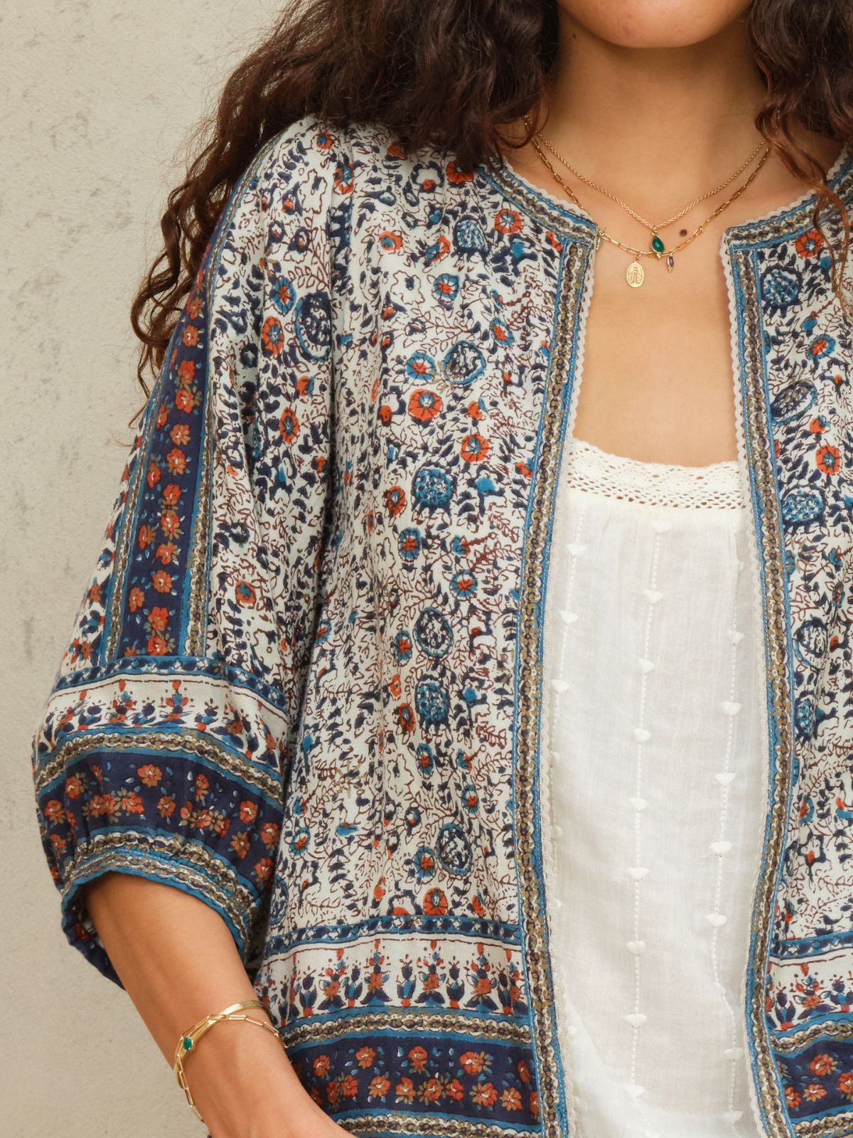 Cass Print Jacket - Indigo & Rust