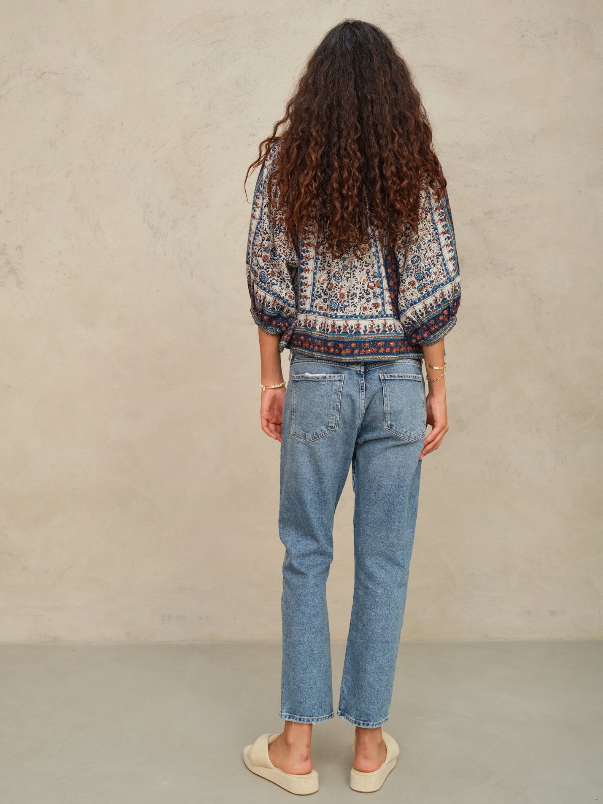 Cass Print Jacket - Indigo & Rust