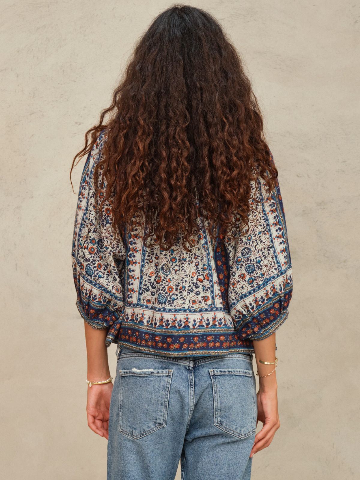 Cass Print Jacket - Indigo & Rust