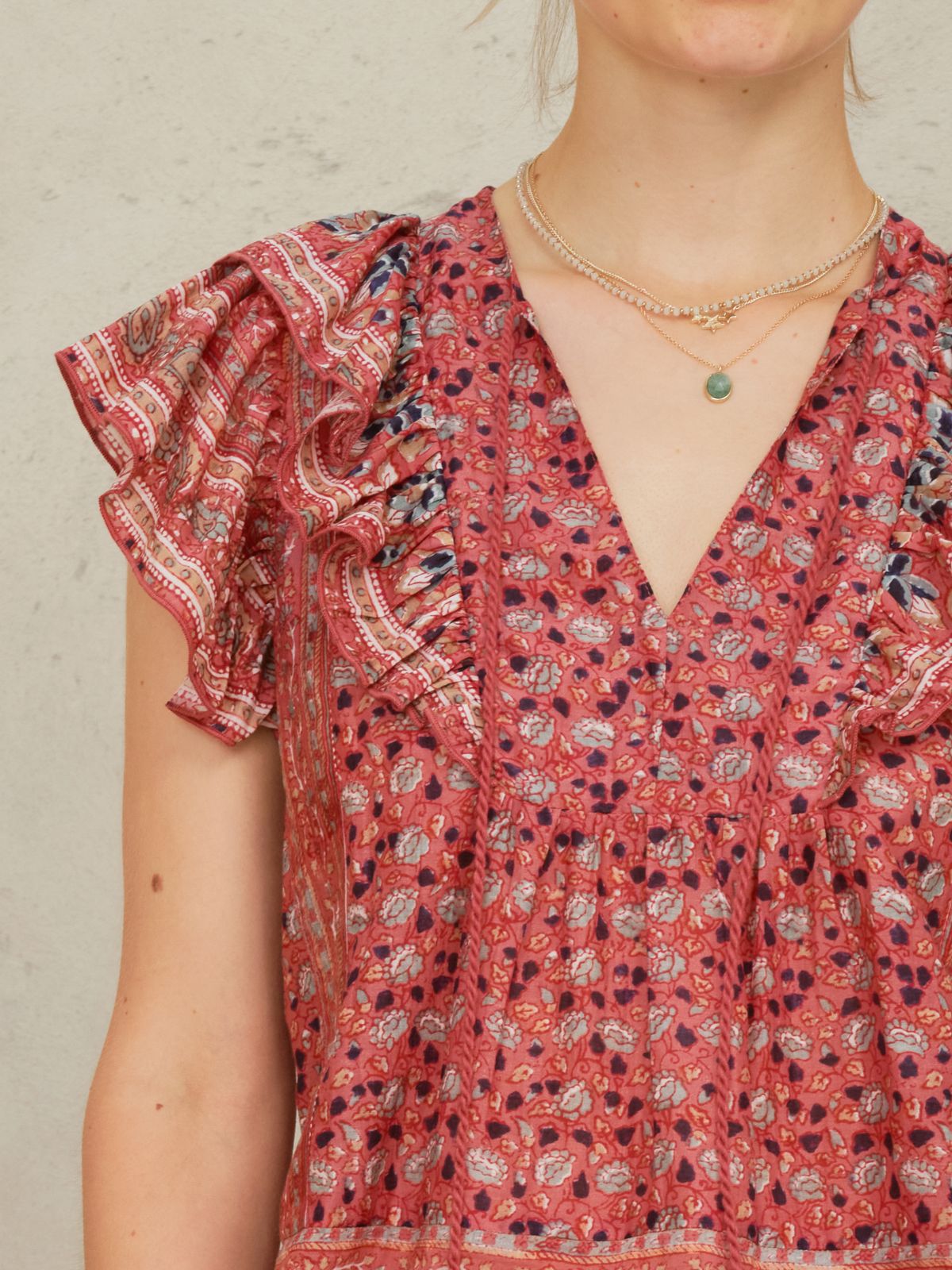 Darla Frill Print Blouse - Rose