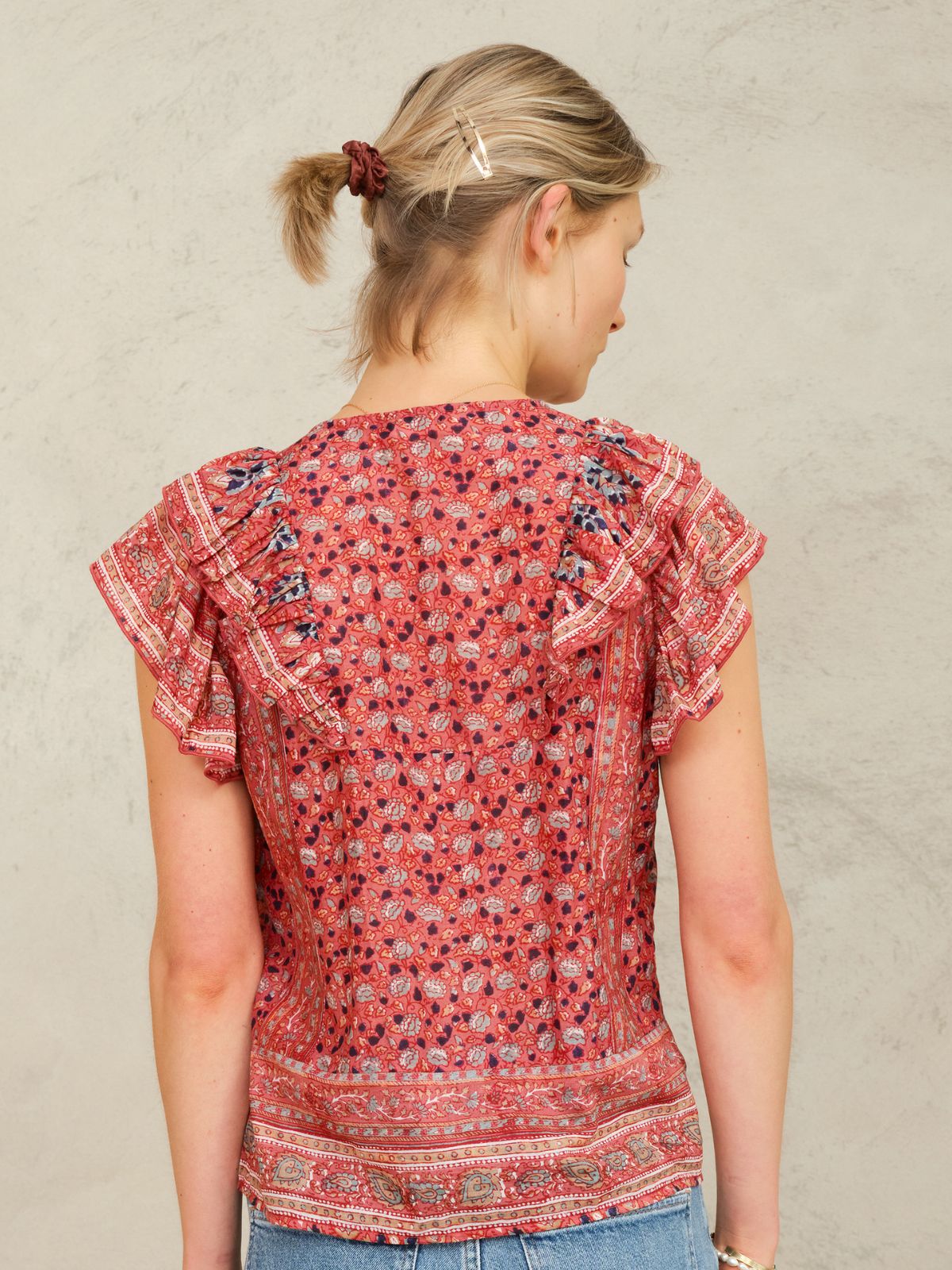 Darla Frill Print Blouse - Rose