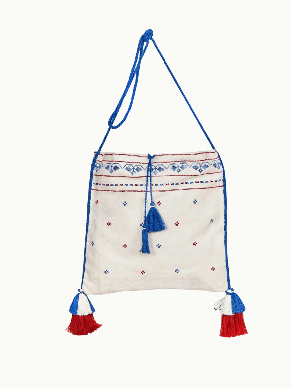 Elsa Crossbody Bag - Ecru/Blue/Red