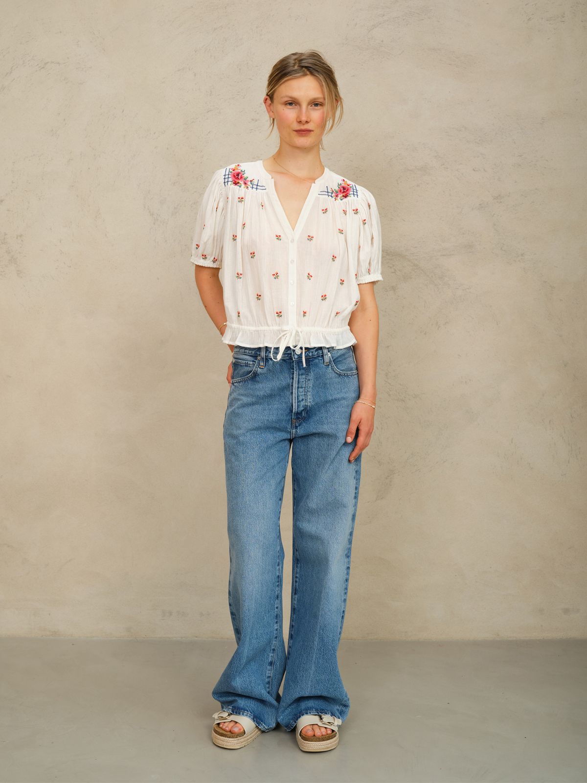 Harley Embroidered Top - Ecru