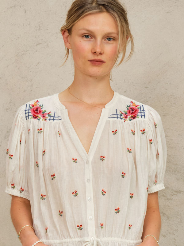 Harley Embroidered Top - Ecru