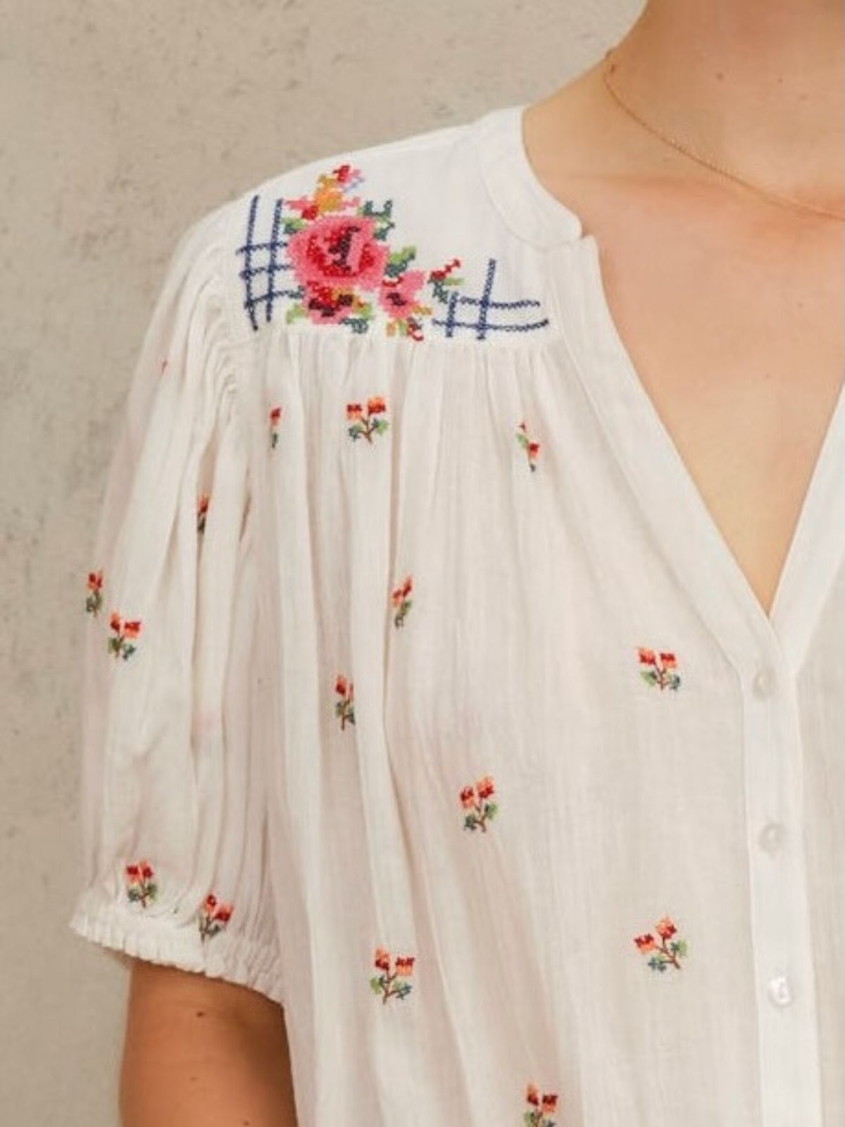 Harley Embroidered Top - Ecru