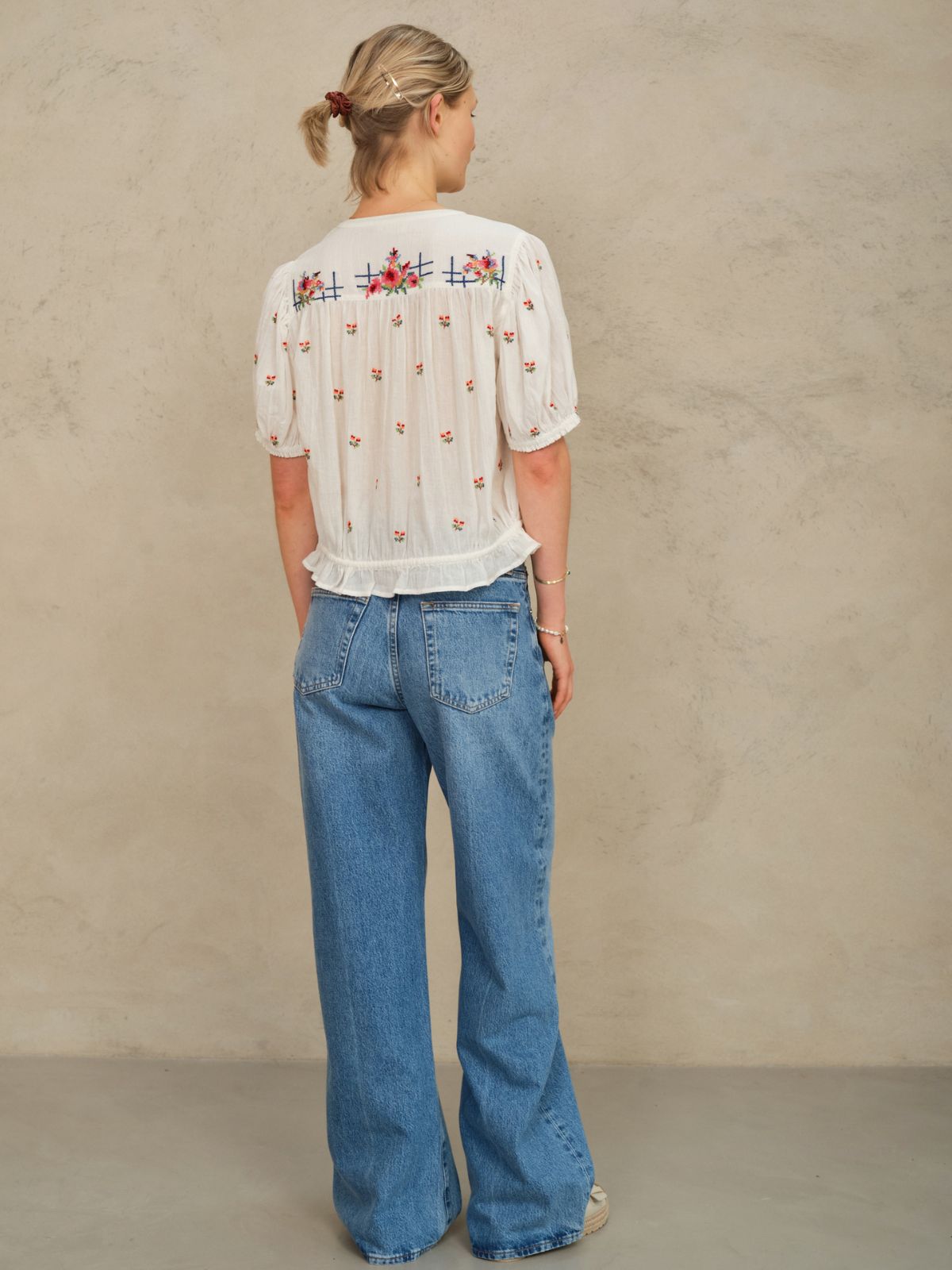 Harley Embroidered Top - Ecru