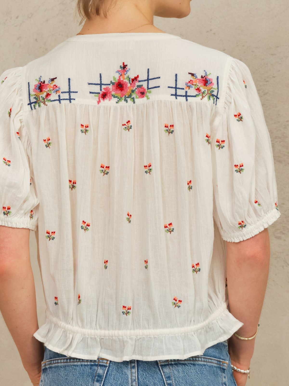 Harley Embroidered Top - Ecru