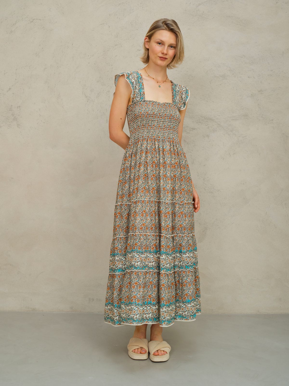 Jaci  Print Sundress - Aqua