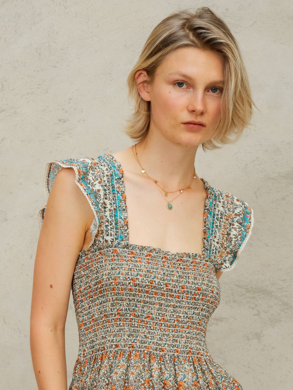 Jaci  Print Sundress - Aqua